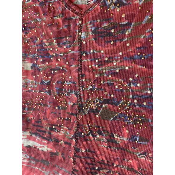 Whimsygoth Y2K Rock Glam Ribbed Rhinestone 2000s Top XL Boho Phoebe Buffay Style - Picture 4 of 6